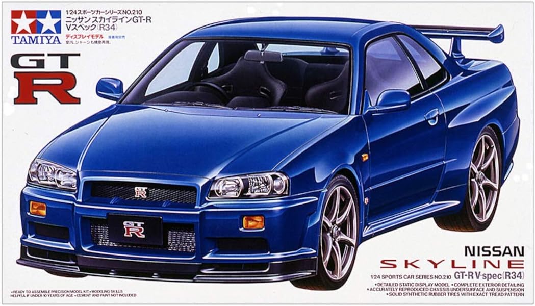 Tamiya 1/24 Sports Car | Model Building Kits | No.210 Nissan Skyline GT-R Spec V (R34) 24210  (Japan Import