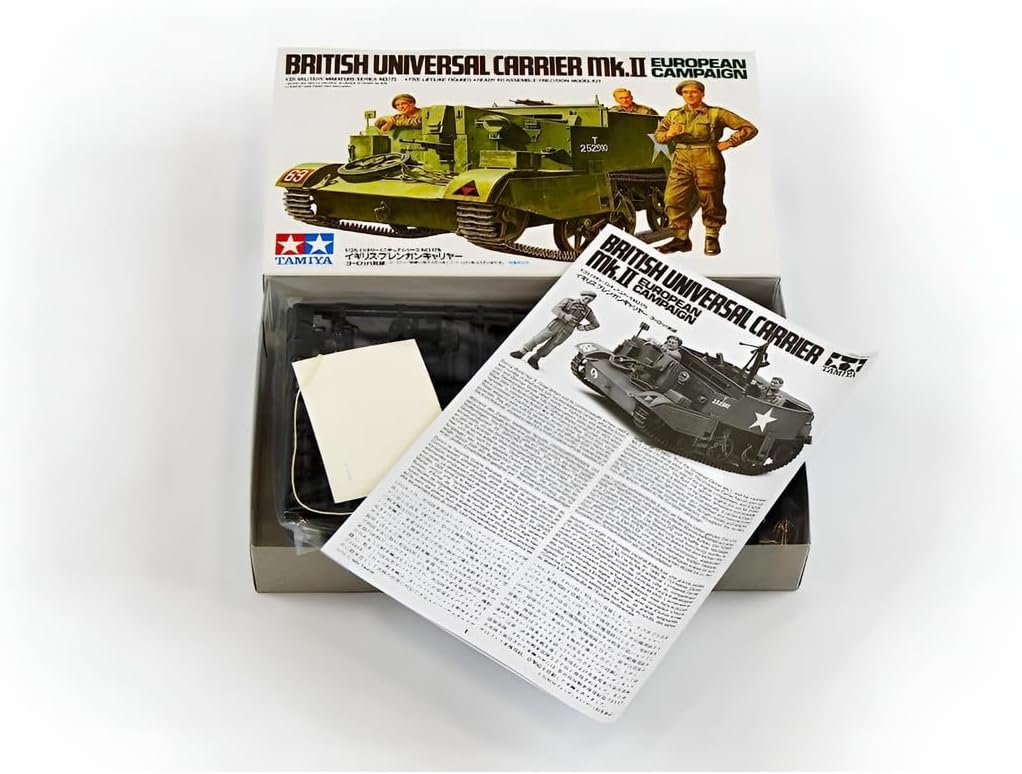 Tamiya- Universal Carrier MK.II Model Kit Pistola, Color Negro, 118mm Length (35175