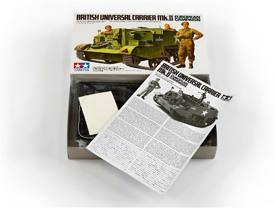 Tamiya- Universal Carrier MK.II Model Kit Pistola, Color Negro, 118mm Length (35175