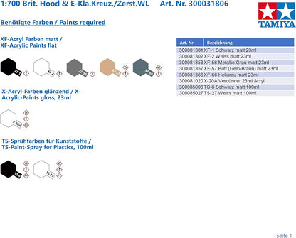 British Battle Cruiser Hood & E Class Destroyer - 1:700 Scale Ships - Tamiya