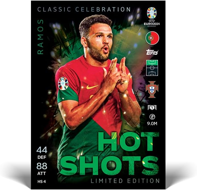 Topps Official Euro 2024 Match Attax - Mega Tin 1 - Hot Shots - contains 44 EURO 2024 Match Attax cards plus 4 exclusive Hot Shots Limited Edition cards! Mega Tin Hot Shots
