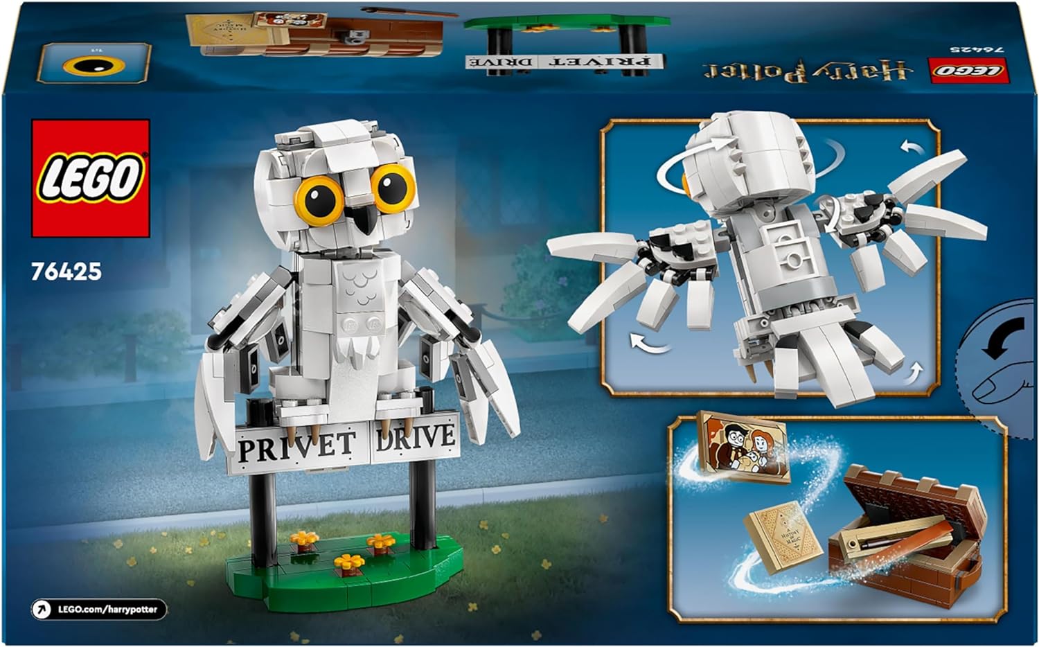 LEGO Harry Potter Hedwig at 4 Privet Drive, Buildable Toy for 7 Plus Year Old Kids, Girls & Boys, with an Owl Figure, Independent Play Set, Small Wizarding World Gift Idea 76425