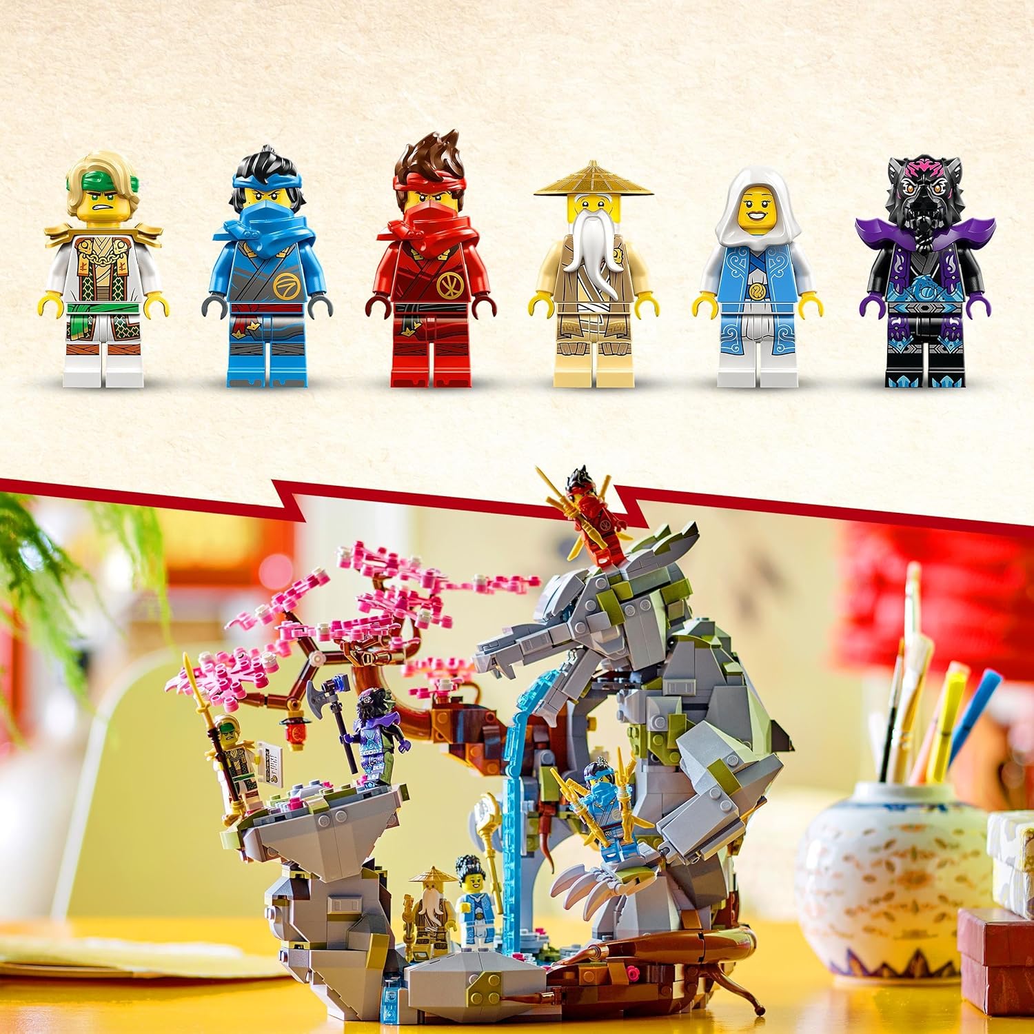 LEGO NINJAGO Drachenstein-Tempel Drachen-Spielzeug mit 6 Ninja-Figuren, großes Set zum Bauen, Spielen und Ausstellen, Geschenk zum Geburtstag für Jungs und Mädchen ab 13 Jahren 71819