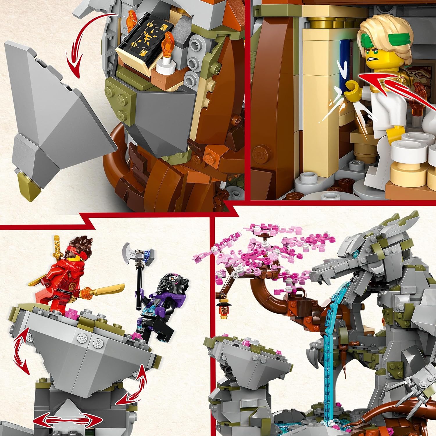 LEGO NINJAGO Drachenstein-Tempel Drachen-Spielzeug mit 6 Ninja-Figuren, großes Set zum Bauen, Spielen und Ausstellen, Geschenk zum Geburtstag für Jungs und Mädchen ab 13 Jahren 71819