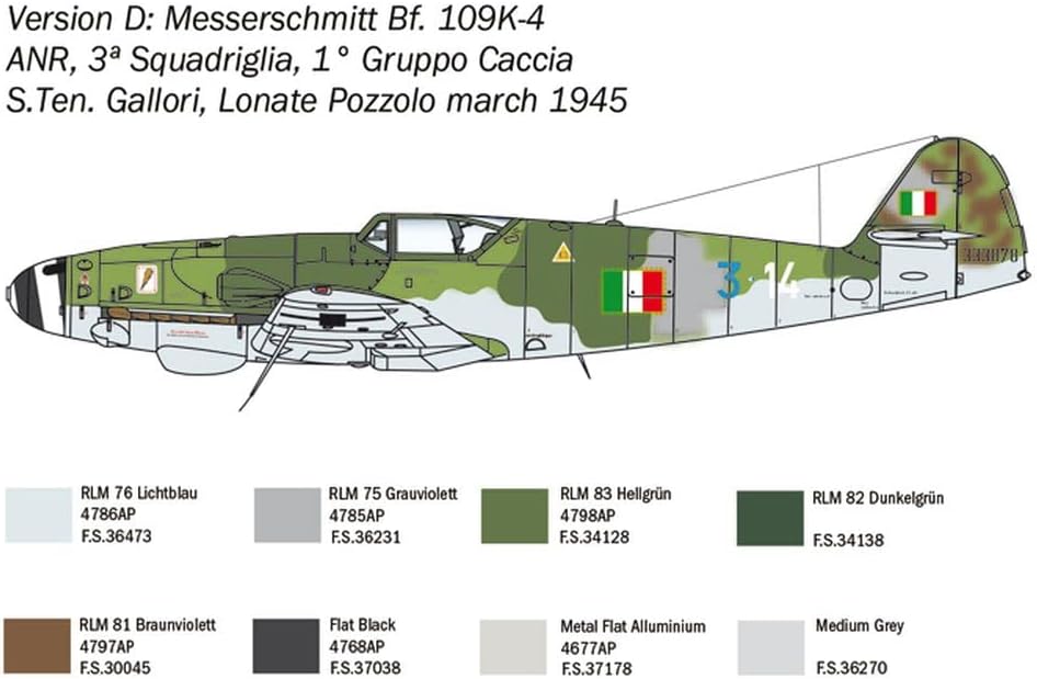 ITALERI- Messerschmitt Kit de Modelo, Multicolor, Large (2805