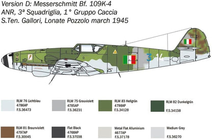 ITALERI- Messerschmitt Kit de Modelo, Multicolor, Large (2805