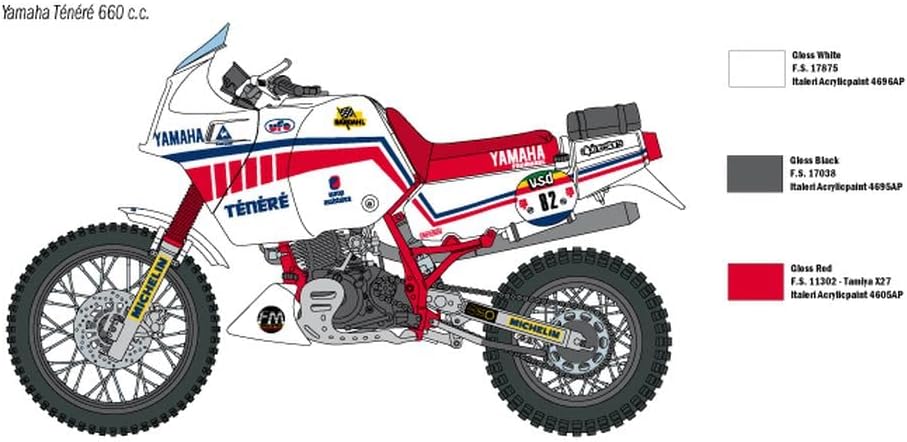 Italeri 4642S 1:9 Yamaha Tenerè 660CC 1986-Replica Fiel, Modeling, Hobby, Glued, Plastic Kit, Assembly, Multicoloured (4642)