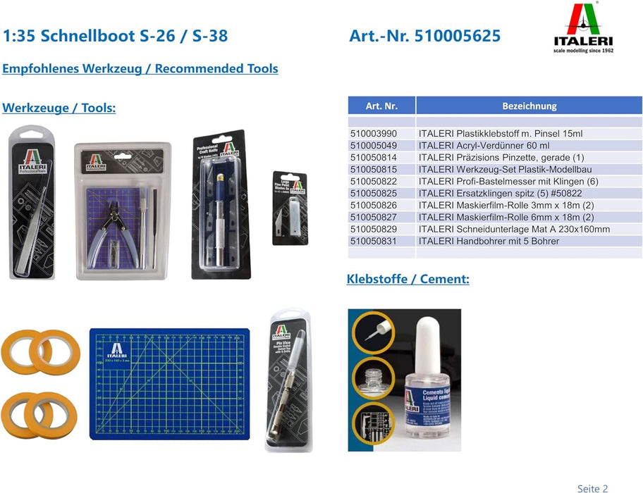Italeri 5625 Schnellboot S-26/S-38 1:35 Model Kit