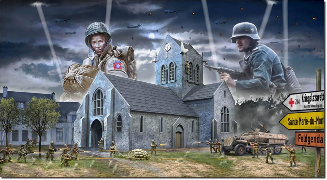 Italeri 6199 1:72 Battle of Normandy St-Mère-Église, Standing Model Building, Crafts, Hobby, Gluing, Plastic Kit, Detailed