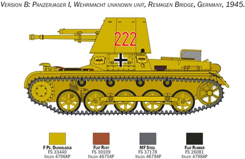 Italeri 6577S 1:35 Ger Hunter Building, Construction, Stand Model Making, Crafts, Hobbies, Gluing, Plastic, Detailed Tank kit, Military, Multicoloured