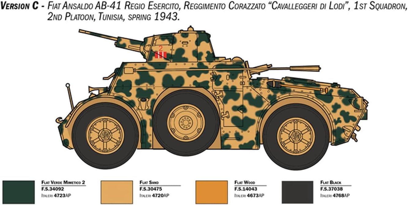 Italeri 6591 1:35 AB 41 with Bersaglieri Italian Infantry - Model Building Kit, Standing Model Making, Crafts, Hobby, Gluing, Plastic Kit, Detailed, Unpainted