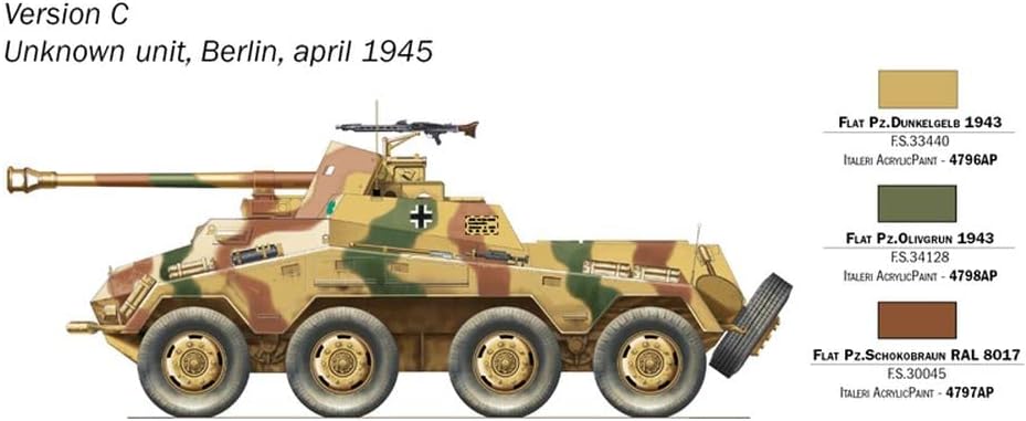 Italeri 7047 Sd.Kfz. 234/4, scala 1:72, plastic model kit, modello in plastica da montare, modellismo, mezzi militari, Sabbia (510007047