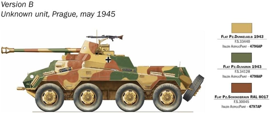 Italeri 7047 Sd.Kfz. 234/4, scala 1:72, plastic model kit, modello in plastica da montare, modellismo, mezzi militari, Sabbia (510007047