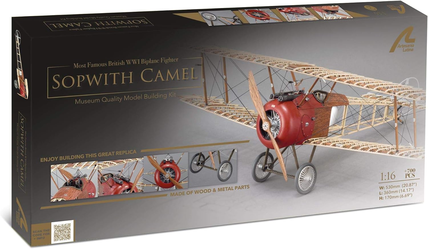 Artesanía Latina 20351. Wooden & metal fighter Sopwith Camel 1:16