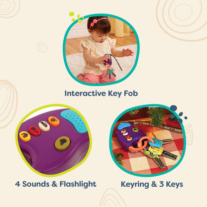 B. – Toy Car Keys – Key Fob with Lights & Sounds – Interactive Baby Toy – Pretend Keys for Babies, Toddlers – 10 Months + – FunKeys