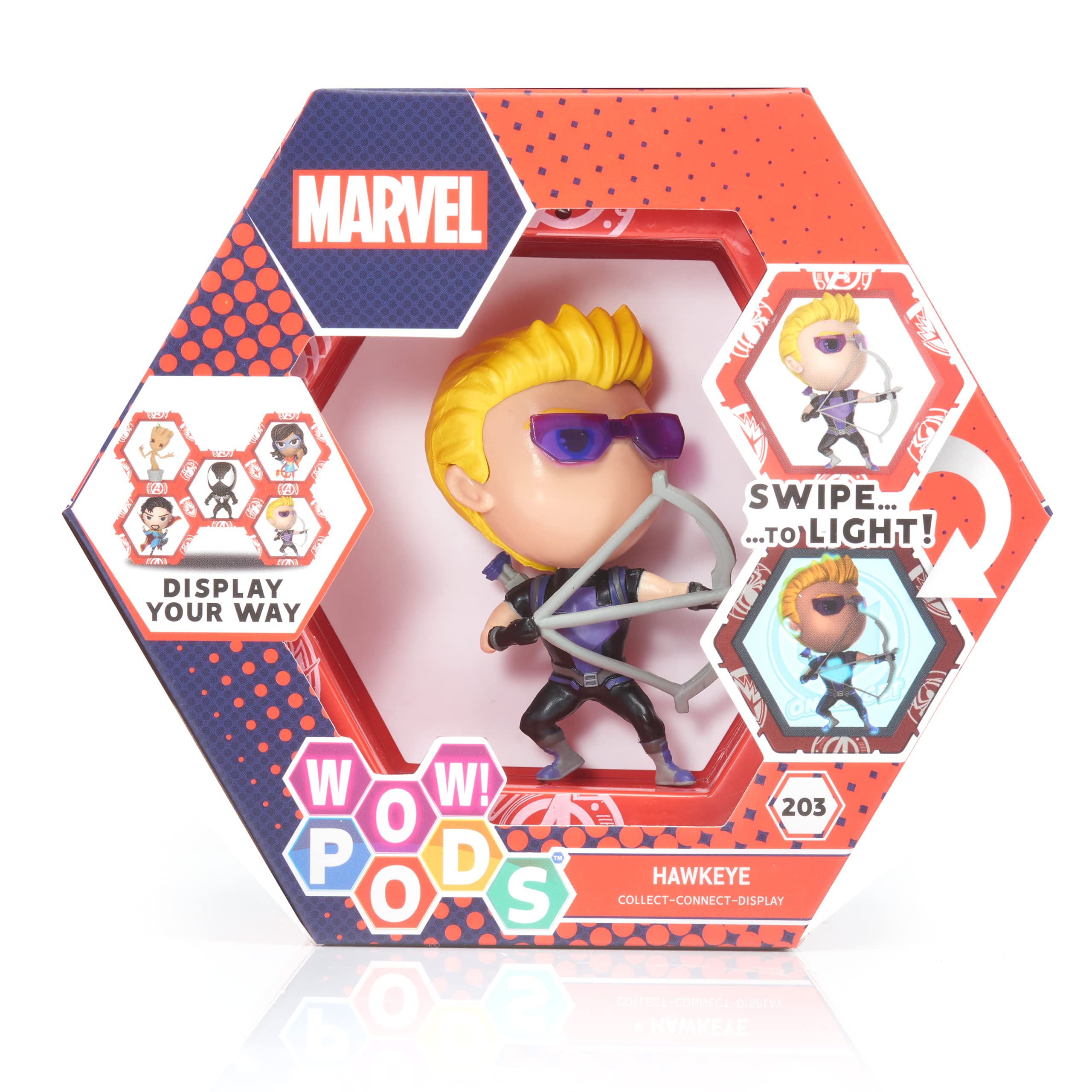 WOW! PODS Wow - Colección Marvel Avengers - Ojo de Halcón - Figura Coleccionable con luz y Sensor de Movimiento (Deqube 918MVL101638)