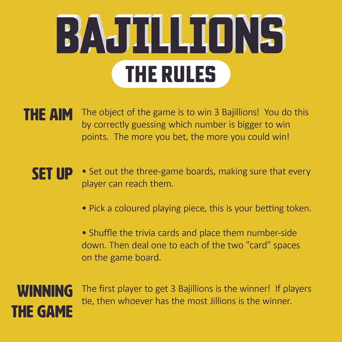 Ginger Fox Bajillions Number Guessing Board Game | Answer Fun Trivia Quiz Questions By Voting Which Is Higher Or Lower | Easy Fun For Family Games Nights and Parties | Great For 2+ Players, Aged 12+