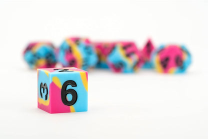 FanRoll 16mm Pride Sharp Edge Silicone Rubber Poly Dice Set: Pansexual