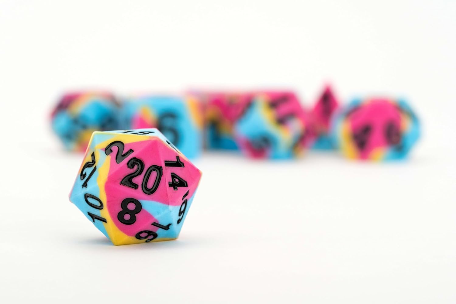 FanRoll 16mm Pride Sharp Edge Silicone Rubber Poly Dice Set: Pansexual