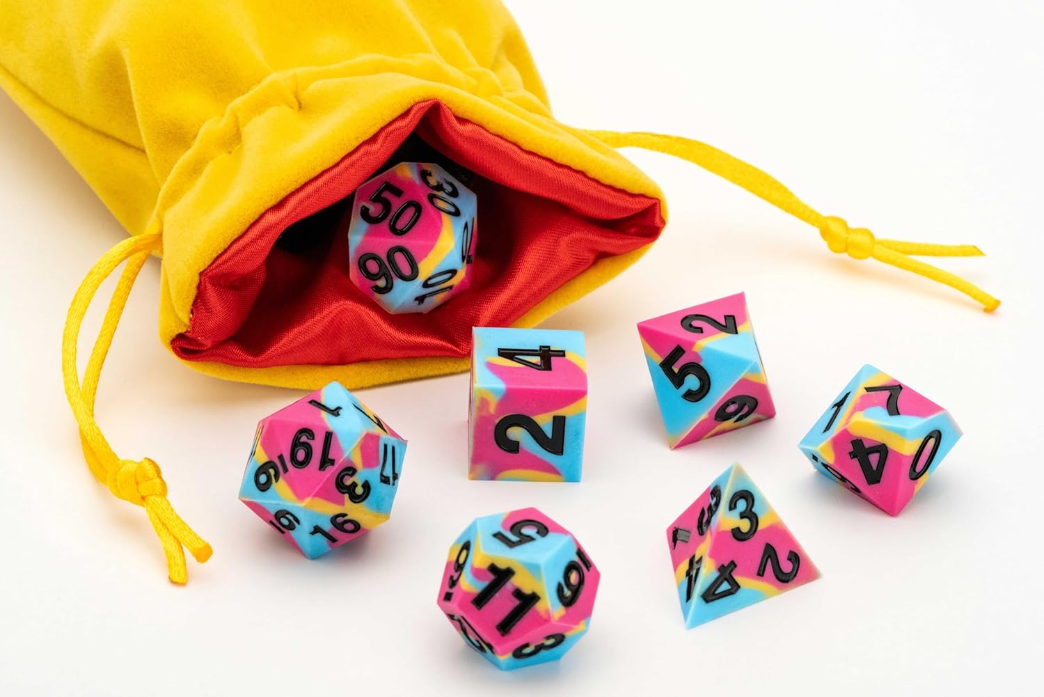 FanRoll 16mm Pride Sharp Edge Silicone Rubber Poly Dice Set: Pansexual