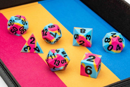 FanRoll 16mm Pride Sharp Edge Silicone Rubber Poly Dice Set: Pansexual