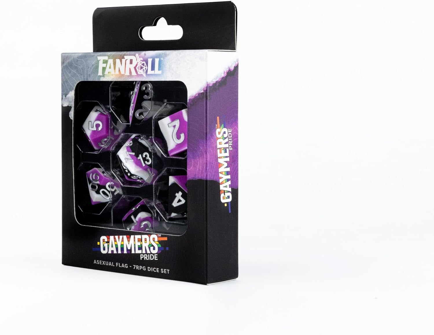 FanRoll by Metallic Dice Games - Set di dadi in gomma siliconica con bordo affilato, 16 mm, asessuali
