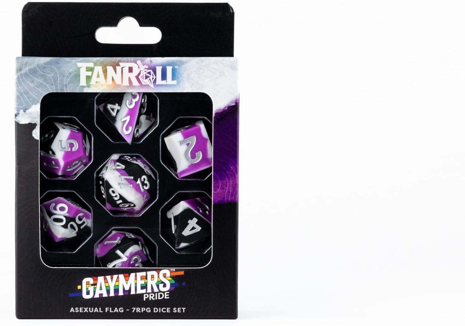 FanRoll by Metallic Dice Games - Set di dadi in gomma siliconica con bordo affilato, 16 mm, asessuali