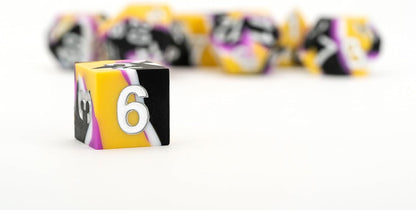FanRoll by Metallic Dice Games 16mm Pride Sharp Edge Silicone Rubber Poly Dice Set: Nonbinary