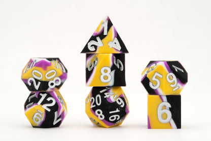 FanRoll by Metallic Dice Games 16mm Pride Sharp Edge Silicone Rubber Poly Dice Set: Nonbinary