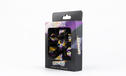 FanRoll by Metallic Dice Games 16mm Pride Sharp Edge Silicone Rubber Poly Dice Set: Nonbinary