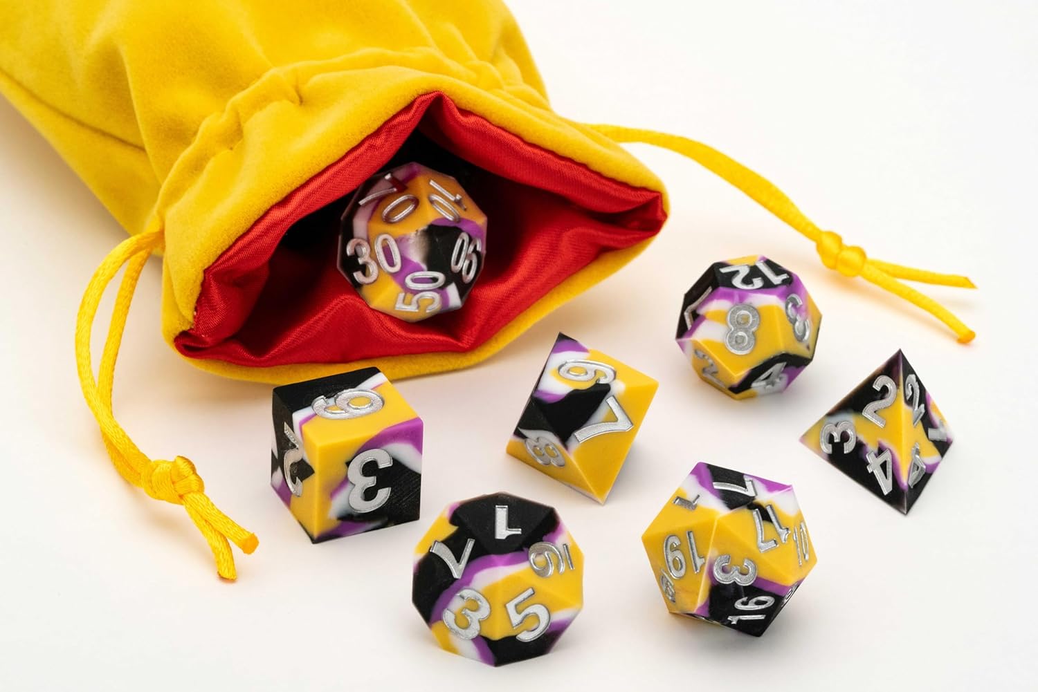 FanRoll by Metallic Dice Games 16mm Pride Sharp Edge Silicone Rubber Poly Dice Set: Nonbinary