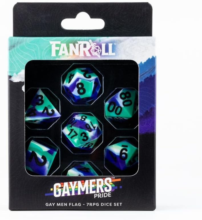 FanRoll by Metallic Dice Games - Set di dadi in gomma siliconica con bordo affilato, 16 mm, per uomini gay