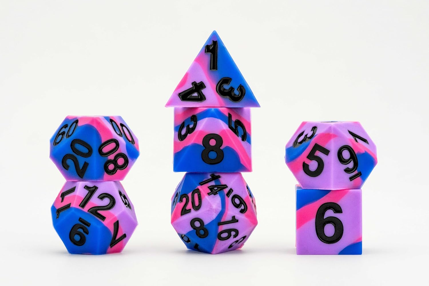 FanRoll 16 mm Pride Sharp Edge Silikon Gummi Poly Würfel Set: Bisexuell