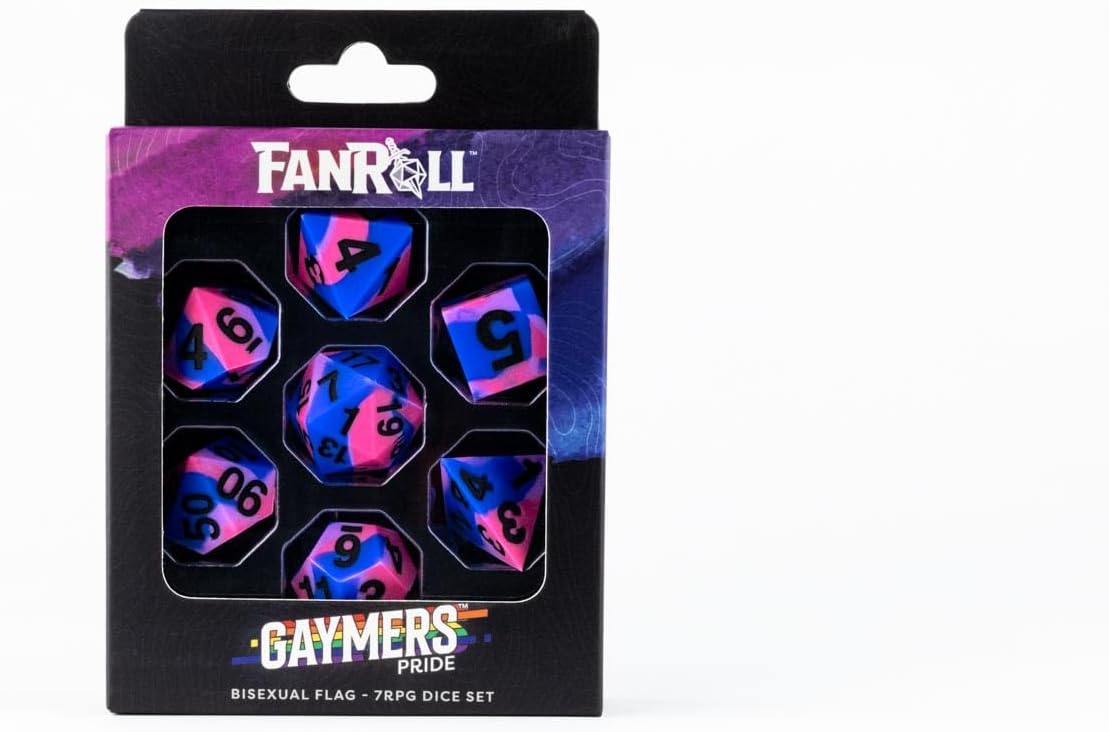 FanRoll 16 mm Pride Sharp Edge Silikon Gummi Poly Würfel Set: Bisexuell