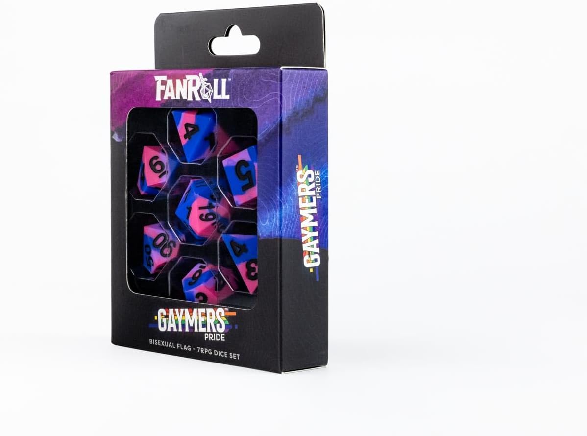 FanRoll 16 mm Pride Sharp Edge Silikon Gummi Poly Würfel Set: Bisexuell