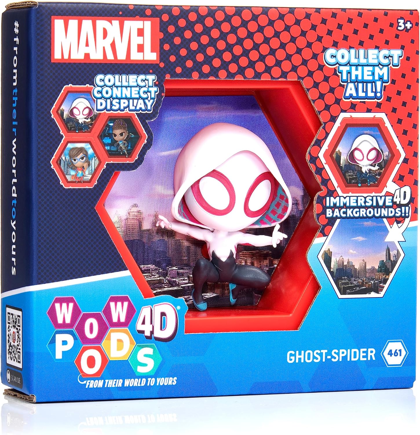 PODS 4D Marvel Spider Gwen, Connectable Collectable Bobble-head figure that Bursts from their World into Yours, Wall or Shelf Display, Marvel Toys and Gifts, Series 1 no. 461