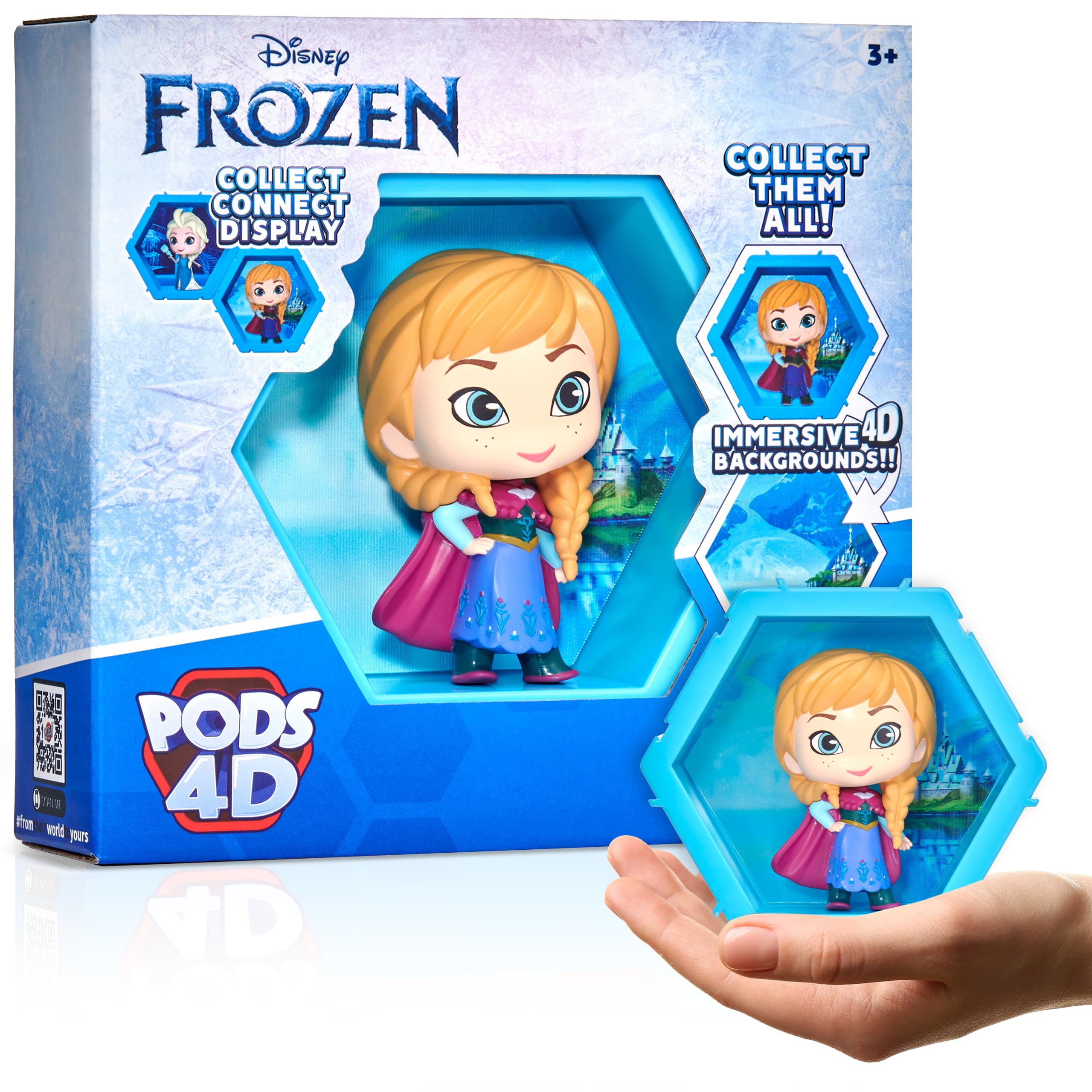 WOW! PODS 4D Disney Frozen Anna, Connectable Collectable Bobble-head figure that Bursts from their World into Yours, Wall or Shelf Display, Disney Toys and Gifts, Series 1 no. 425