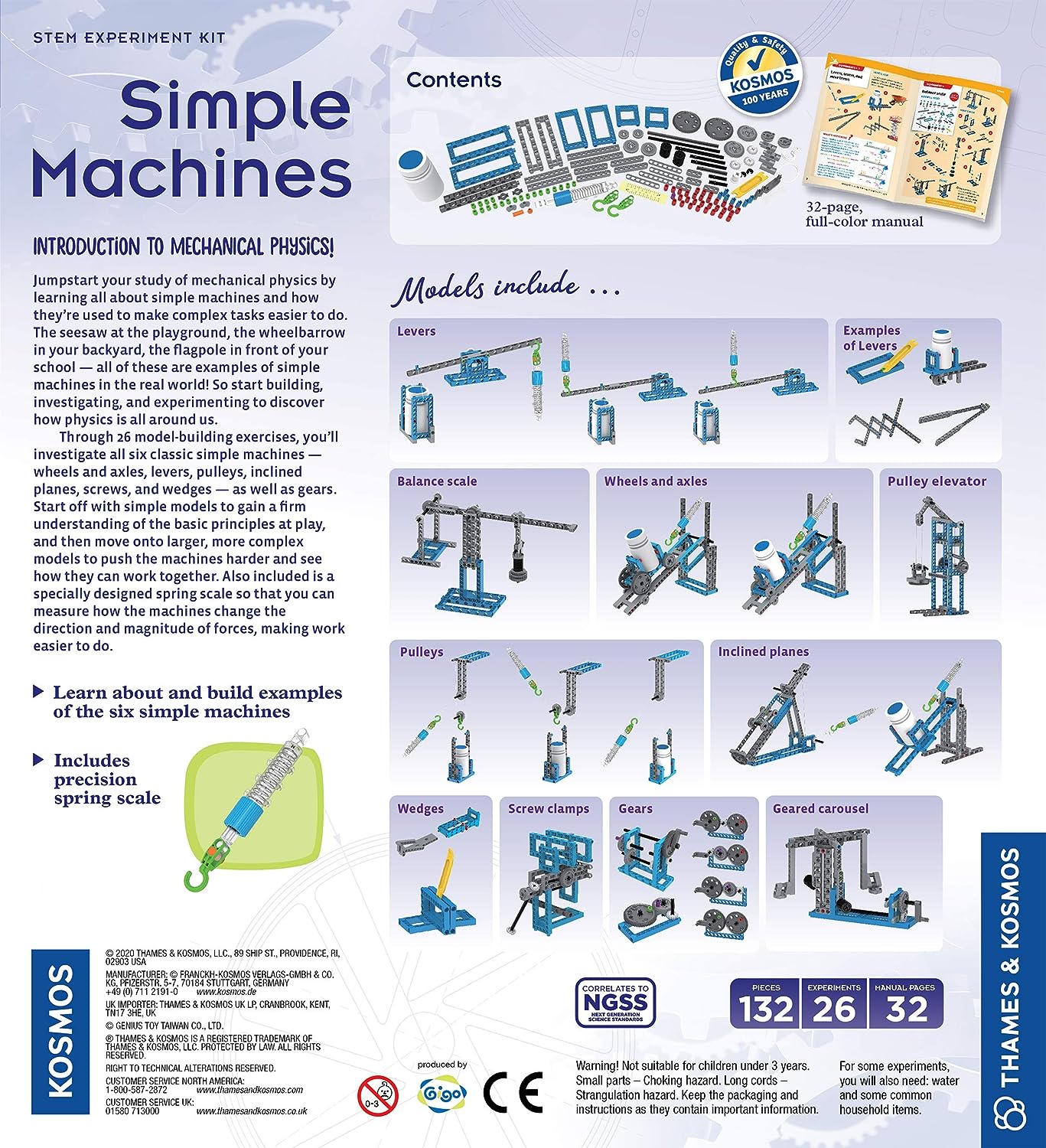 Thames & Kosmos , 665069, Simple Machines, STEM Kit, 26 Different Experiments, Intro to Mechanical Physics, Ages 8+