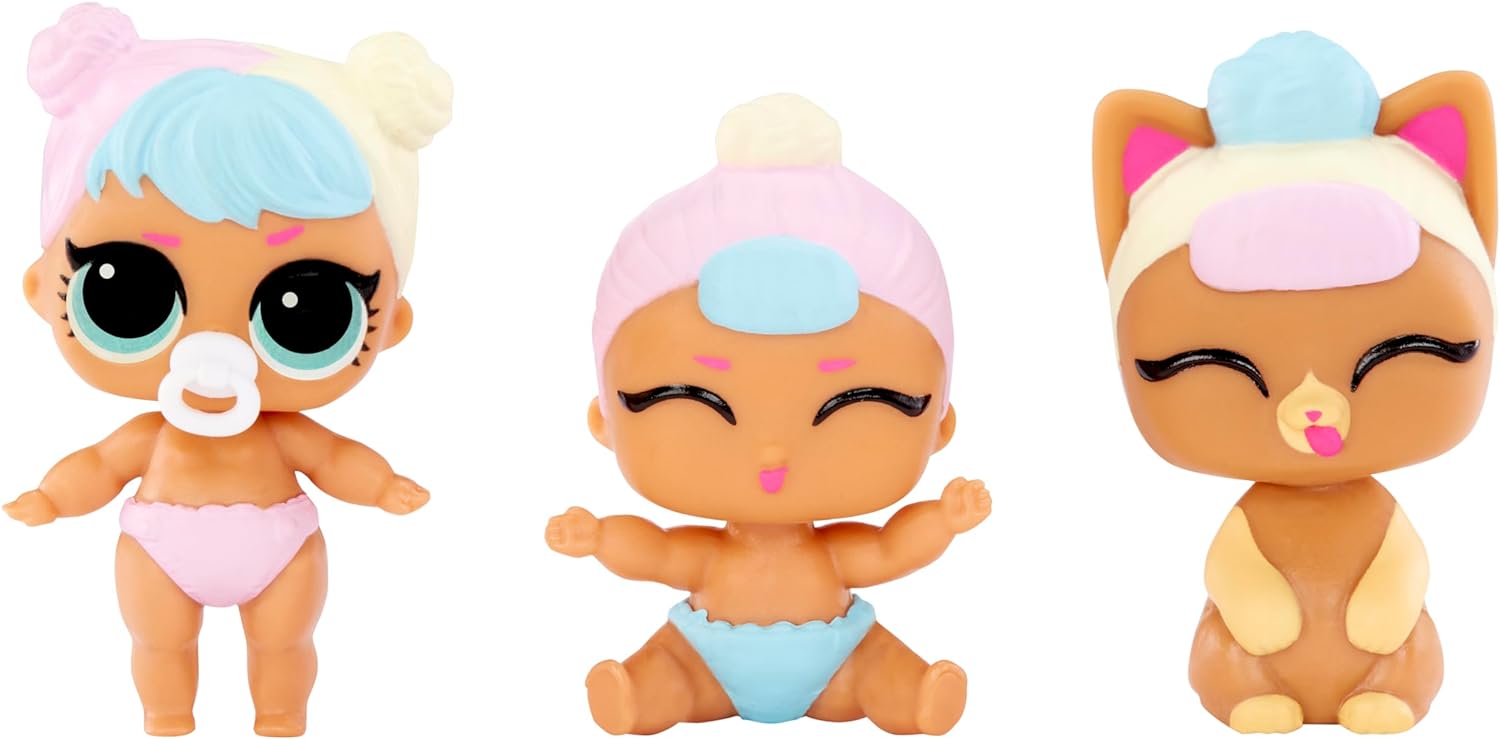 L.O.L. Surprise! Baby Bundle Surprise - Muñecas Coleccionables con Tema de Bebé - Gemelos, Trillizos o Mascotas con Sorpresa de Agua - 2 o 3 Muñecas Incluidas - para Niñas de +3 Años (Paquete de 2)
