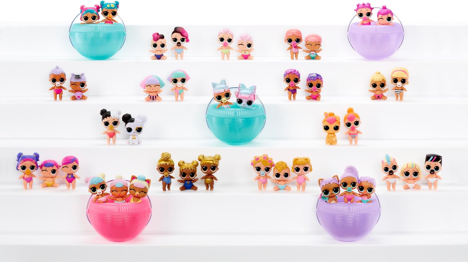 L.O.L. Surprise! Baby Bundle Surprise - Muñecas Coleccionables con Tema de Bebé - Gemelos, Trillizos o Mascotas con Sorpresa de Agua - 2 o 3 Muñecas Incluidas - para Niñas de +3 Años (Paquete de 2)