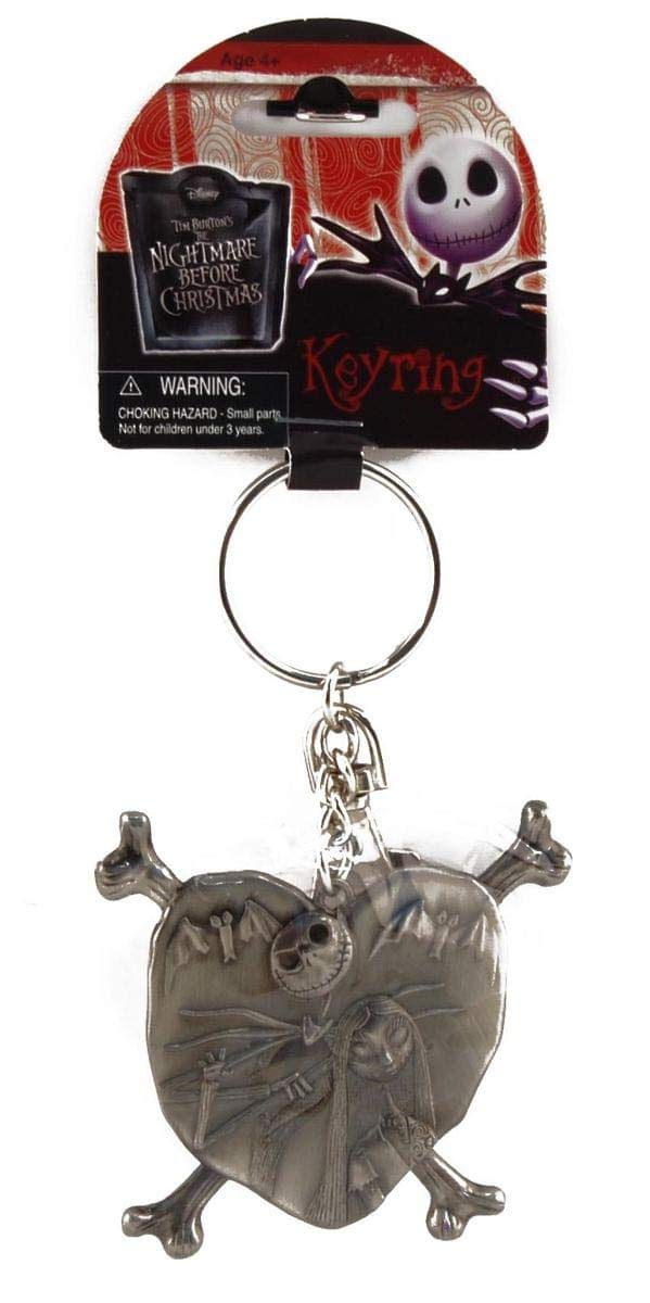Nightmare Before Christmas Metal Keychain Jack And Sally In Heart