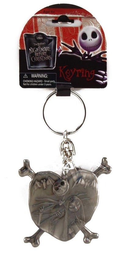 Nightmare Before Christmas Metal Keychain Jack And Sally In Heart