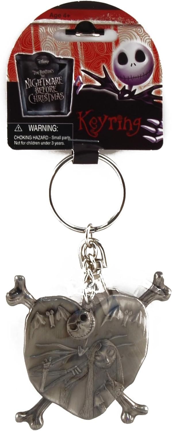 Nightmare Before Christmas Metal Keychain Jack And Sally In Heart