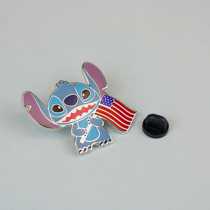 Monogram Lilo & Stitch Fourth of July Stitch Enamel Pin