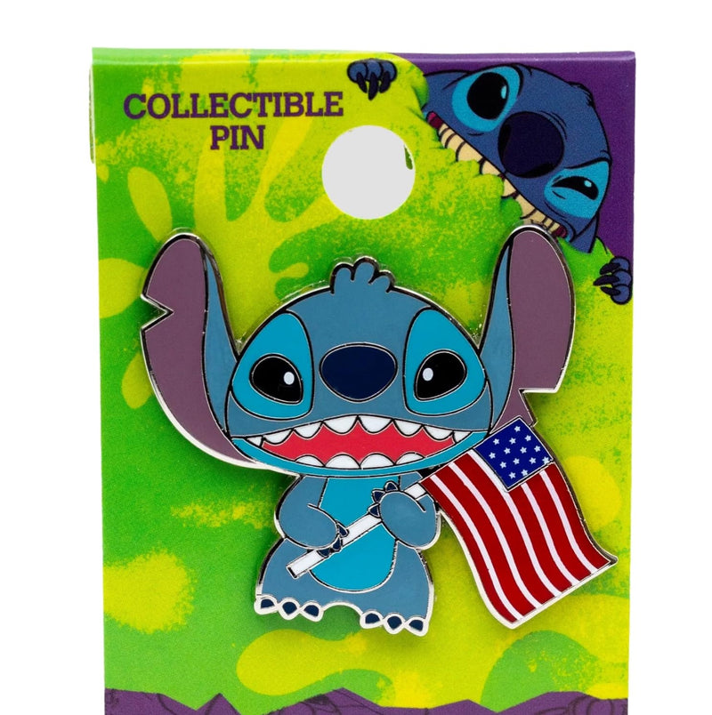 Monogram Lilo & Stitch Fourth of July Stitch Enamel Pin