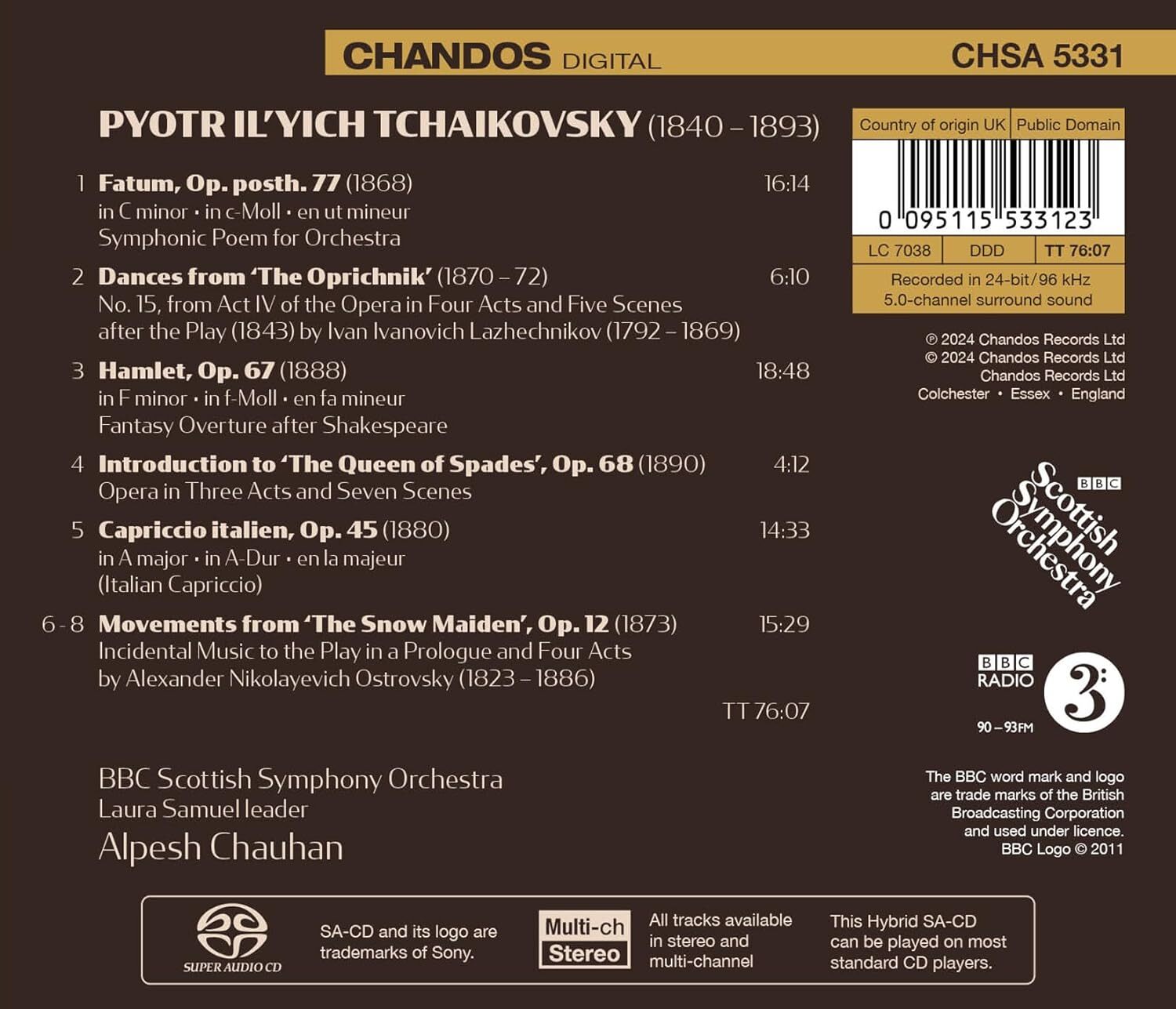 Tchaikovsky: Hamlet/Capriccio Italien/Fatum/...