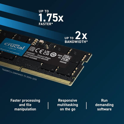 Crucial - Ddr5 - Module - 8 Gb - So-Dimm 262-Pin - 5600 Mhz / Pc5-44800 - Cl46 - 1.1 V - On-Die Ecc