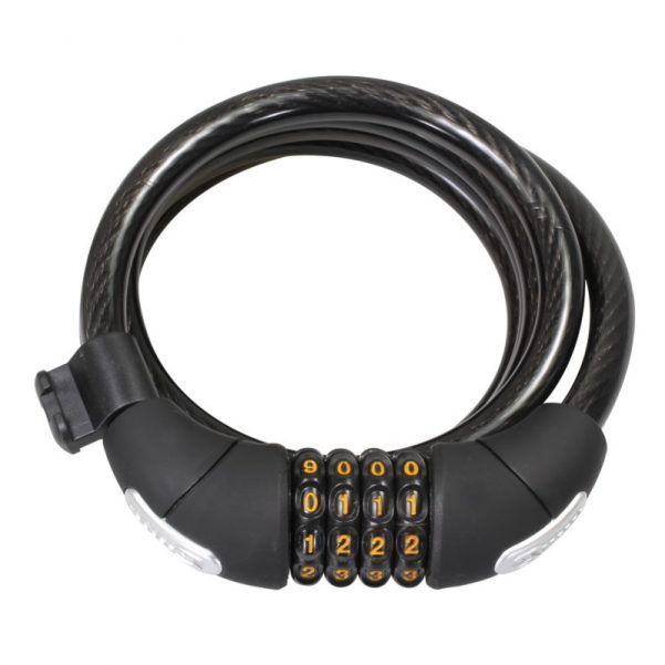Serfas 6m x 12mm Coiled Combination Cable Lock w/Bracket