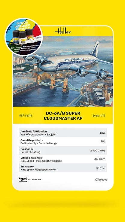 Heller 56315 STARTER KIT DC6 Super Cloudmaster AF 1/72