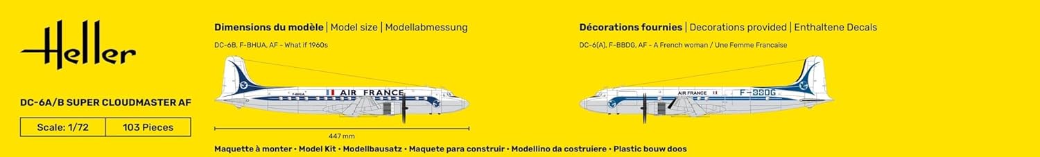 Heller 56315 STARTER KIT DC6 Super Cloudmaster AF 1/72